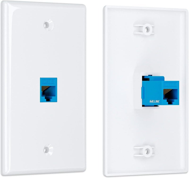 iwillink (2-Pack) Ethernet Wall Plate, 1-Port Keystone Jack Wall Plate with RJ45 Keystone Inline Coupler insert, Female to Female Cat6 Wall Plate, Blue - Image 4